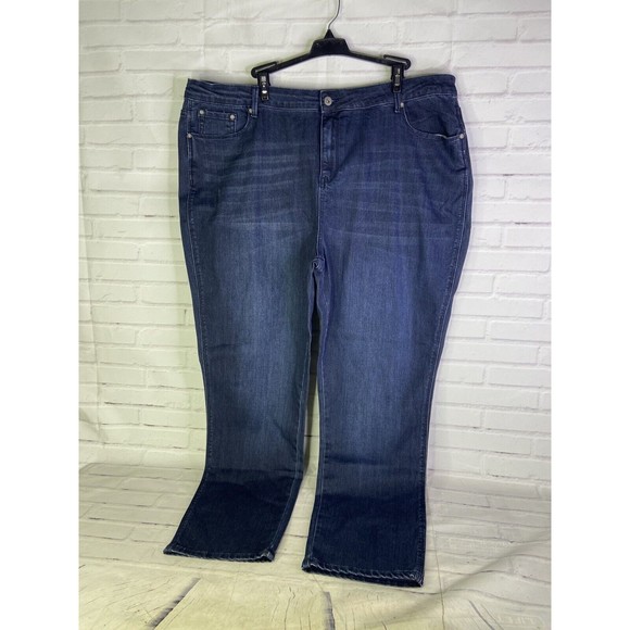 NEW 12 Thompson High Waisted Denim Jeans Dark Wash Stretch Womens Plus Size 24W - Picture 1 of 10